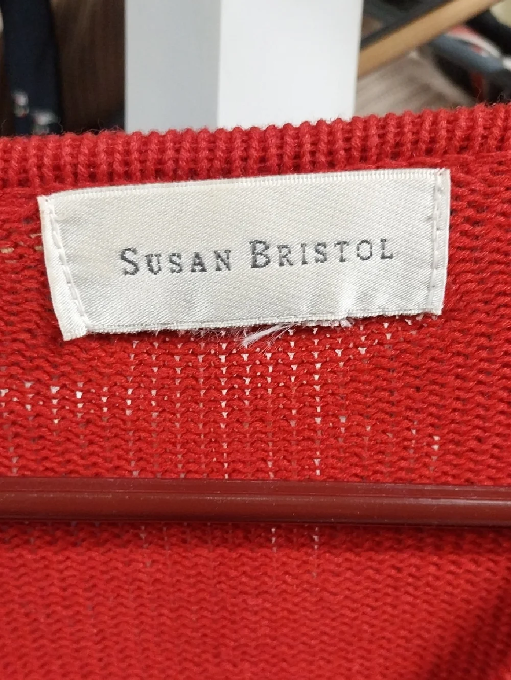 Vtg. Susan Bristol Dog Walker Red Button-Front Beaded Novelty Cardigan Sweater - Picture 2 of 8